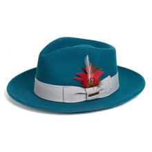 Load image into Gallery viewer, Ferrecci Crushable Acid Blue 100% Australian Wool Fedora Hat
