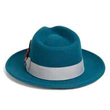 Load image into Gallery viewer, Ferrecci Crushable Acid Blue 100% Australian Wool Fedora Hat
