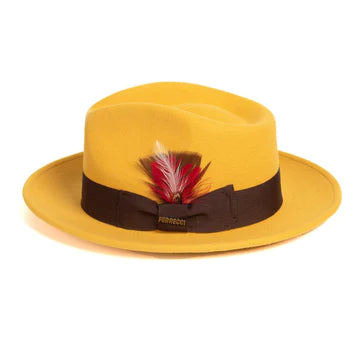 Ferrecci Crushable Mustard 100% Australian Wool Fedora Hat