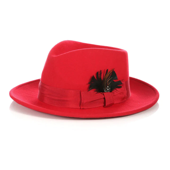 Ferrecci Crushable Red 100% Australian Wool Fedora Hat