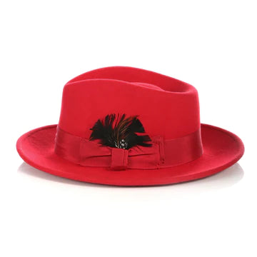 Ferrecci Crushable Red 100% Australian Wool Fedora Hat