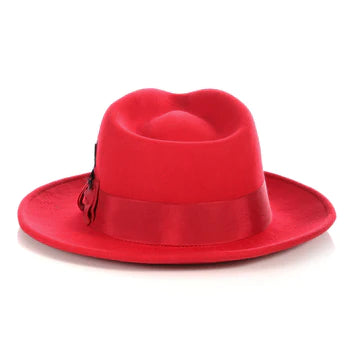 Ferrecci Crushable Red 100% Australian Wool Fedora Hat