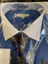 Load image into Gallery viewer, Daniel Ellissa DS3825P2 Royal Blue French Cuff Men’s Dress Shirt
