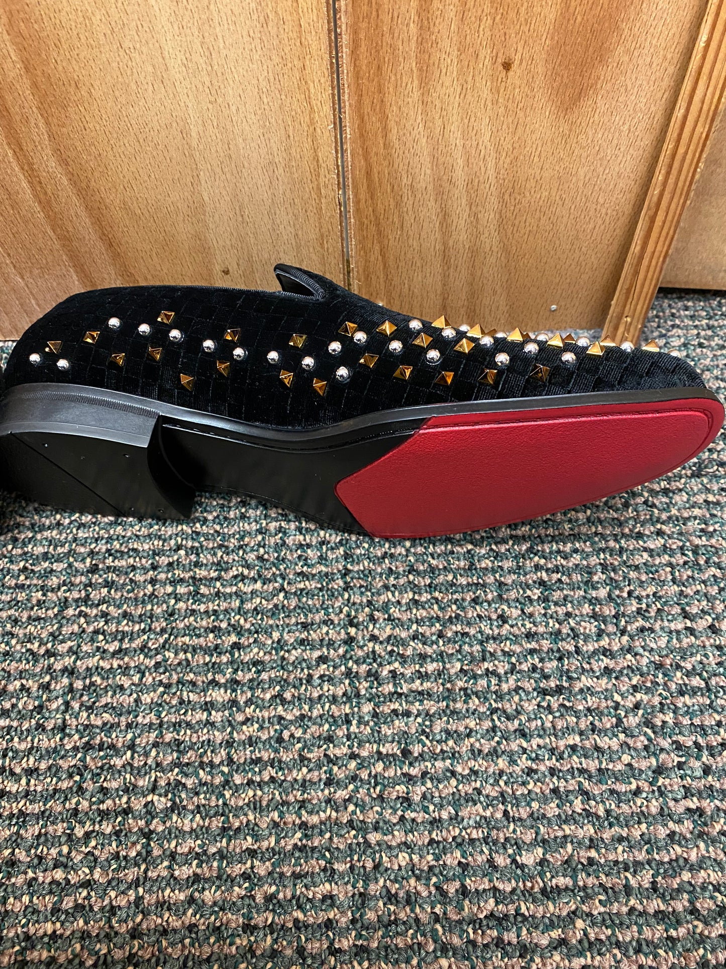 After Midnight 6868 Black/Gold/Silver Spikes and Studs Slip-on Men's Dress Shoes