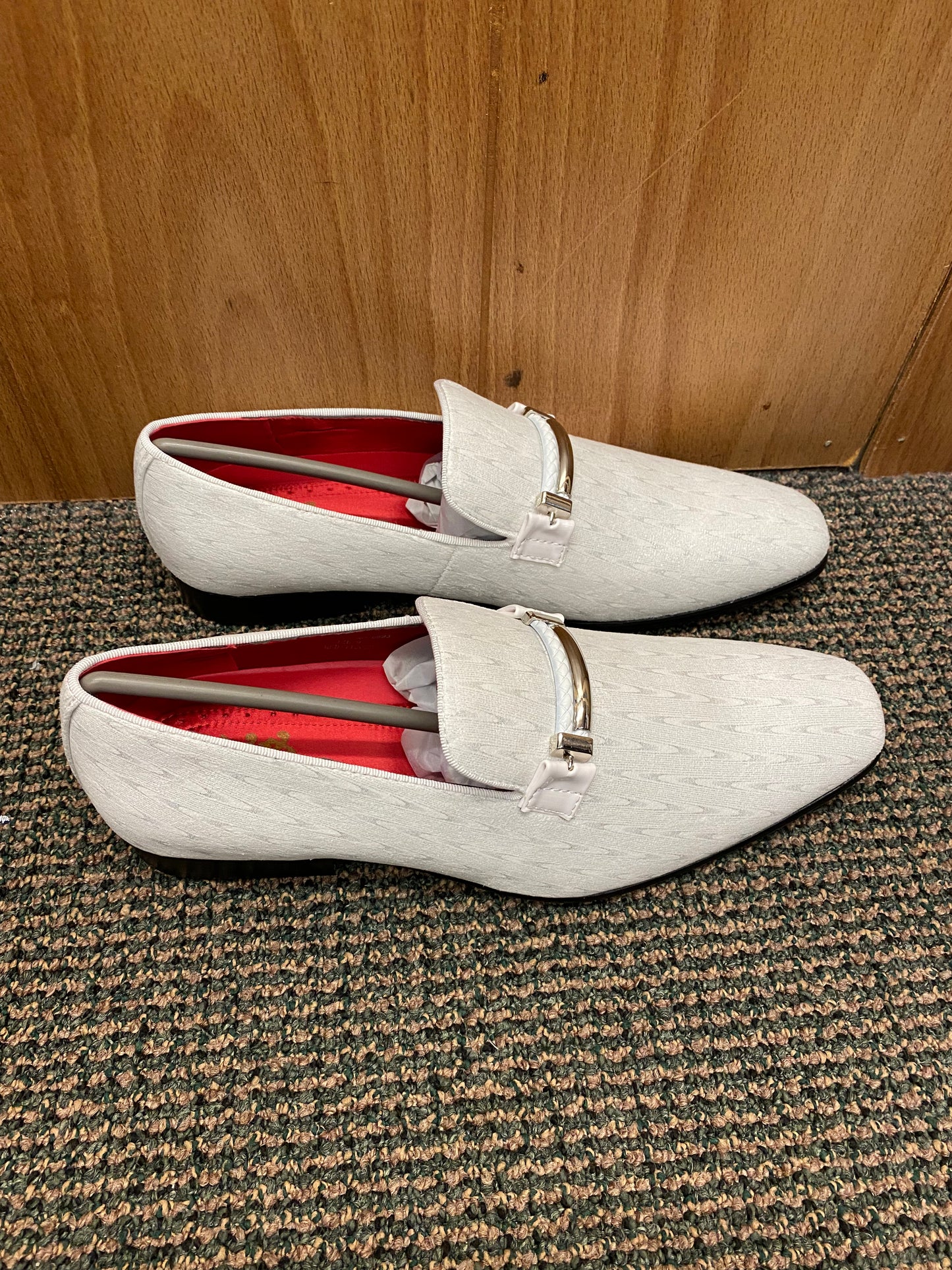 After Midnite  White Smoking Slip-on Men’s Red Bottom Dress/Prom Shoes Style: 6993