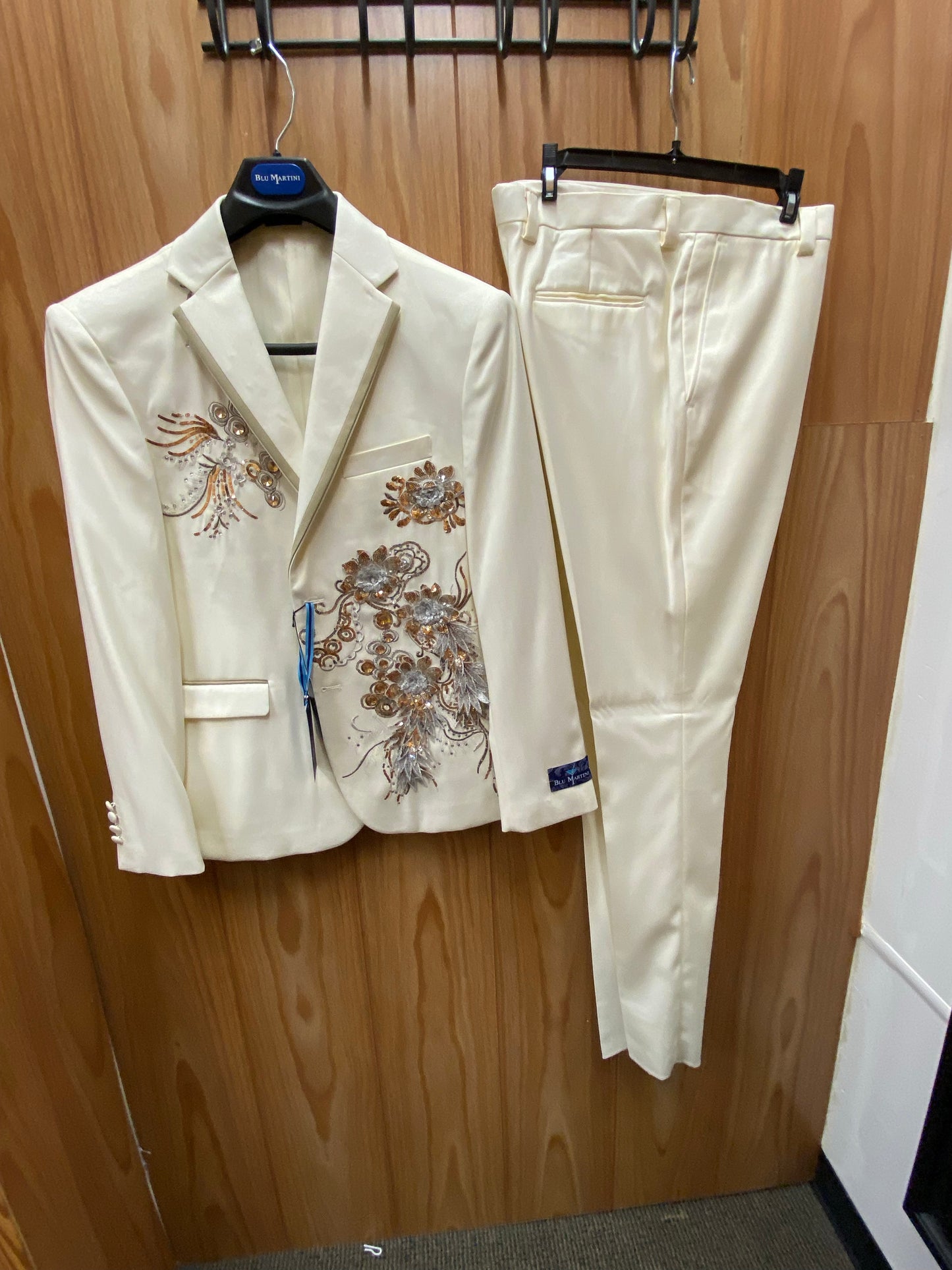 Blu Martini Cream Slim Fit 2-Piece Prom Suit 9306-SEA.T 006