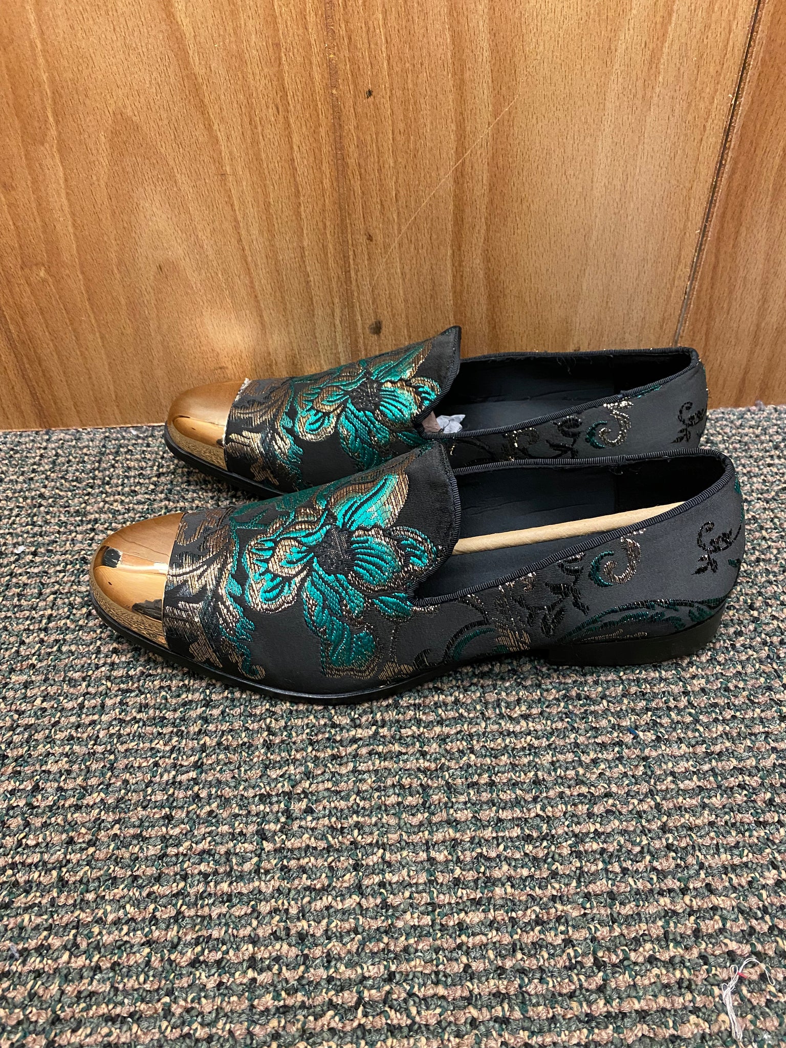 Saint Lorenzo 6799 Black/Green/Gold Mens Dress Shoes Sizes 9 & 10 9 Saint Lorenzo 6799 Black/Green/Gold Mens Dress Shoes Sizes 9 & 10 9