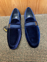 Load image into Gallery viewer, Terroni Italian Design Navy Blue Suede-like Smoking Slip-on Men’s Dress Shoes
