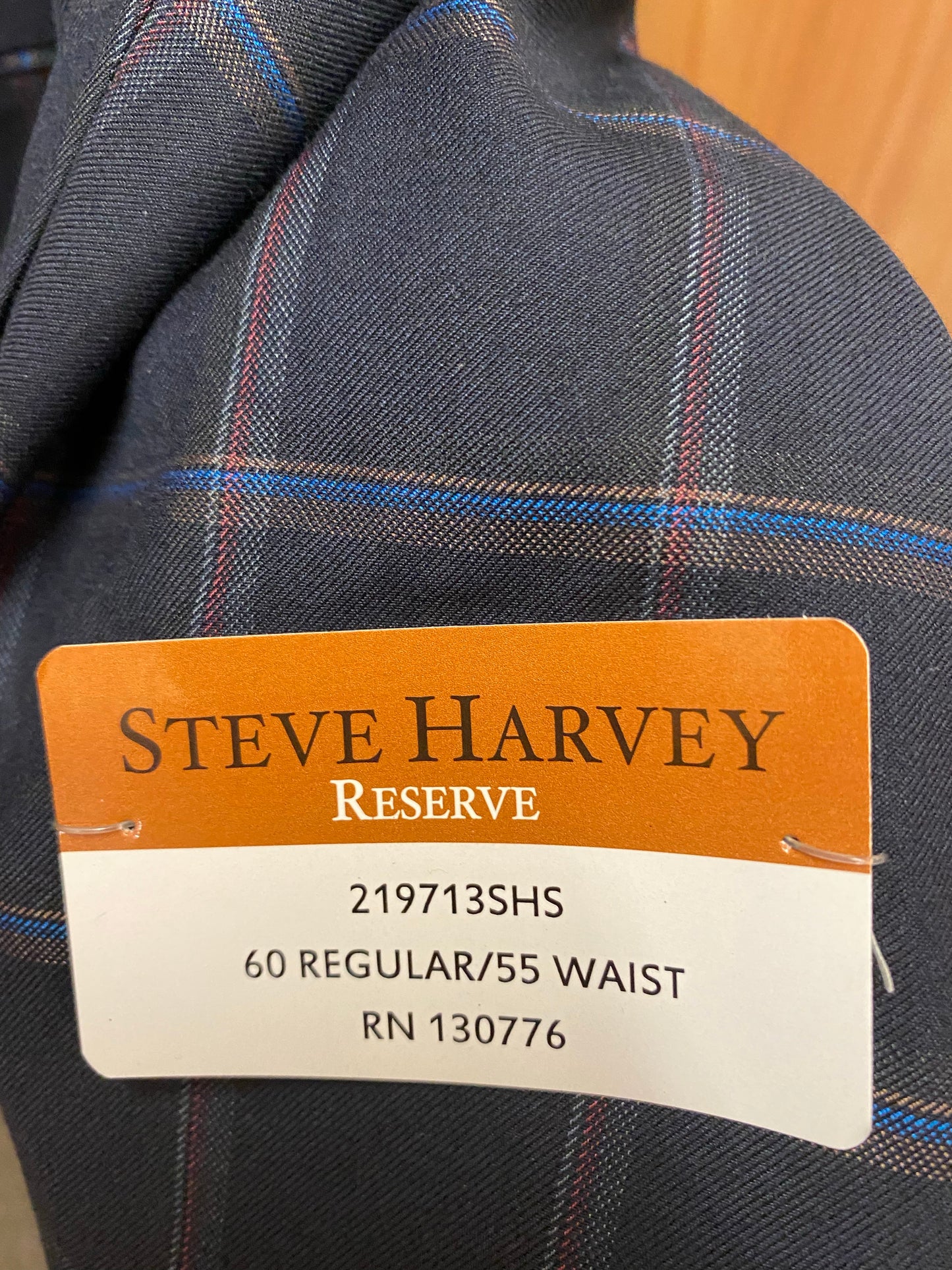 Steve Harvey Reserve Navy Check/Plaid Suit 60R 219713SHS