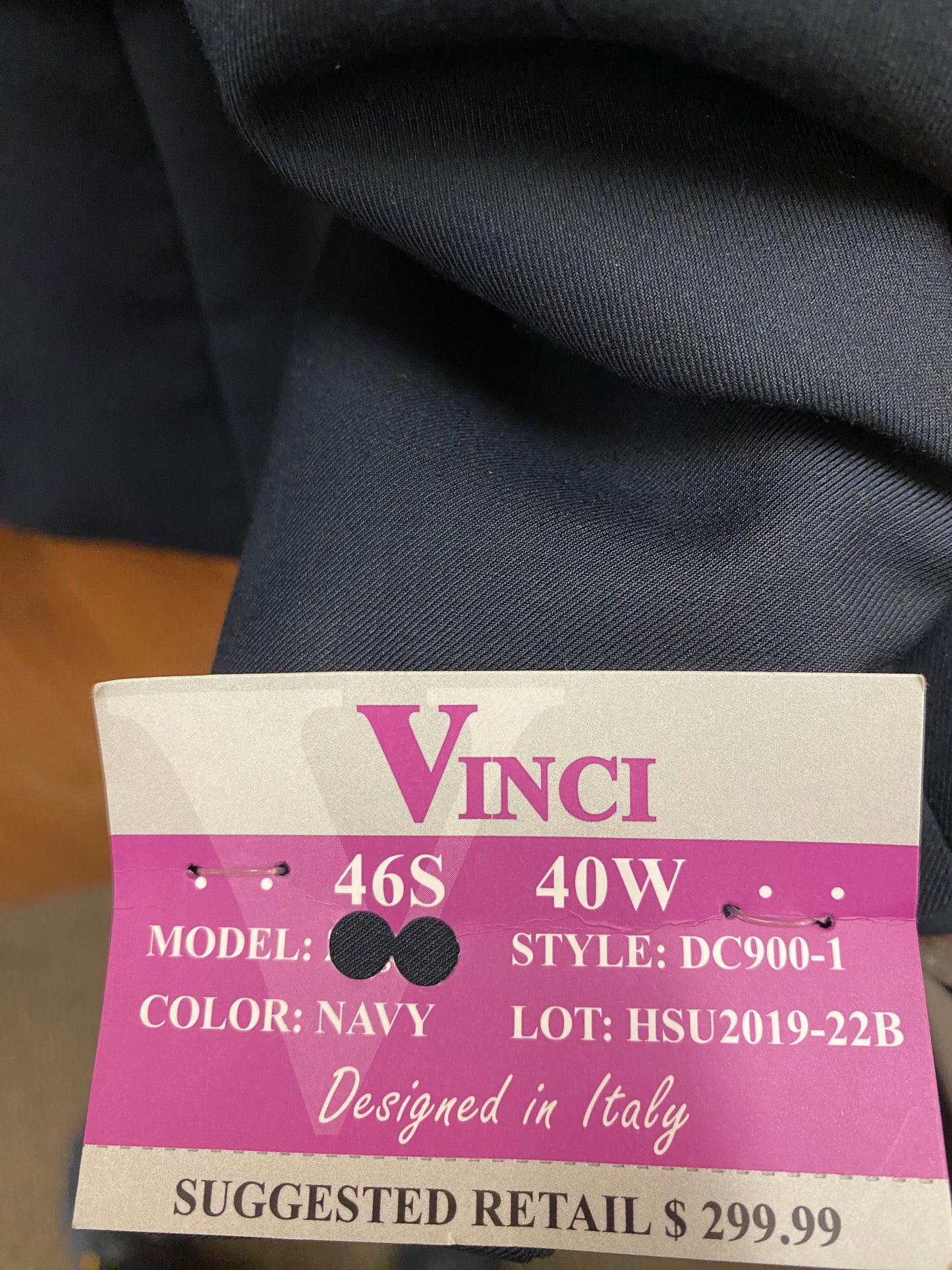 Vinci Navy Double Breasted 2-Piece Suit 46S