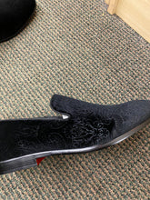 Load image into Gallery viewer, Royal Shoes Black Paisley Slip-on Men’s Smoking Slippers Red Bottom Dress Shoes Sizes 8-13
