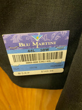Load image into Gallery viewer, Blu Martini Black Banded Collar Suit 44L
