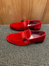 Load image into Gallery viewer, Terroni Italian Design Red Suede-like Smoking Slip-on Men’s Dress Shoes
