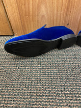 Load image into Gallery viewer, Terroni Italian Design Royal Blue Suede-like Smoking Slip-on Men’s Dress Shoes
