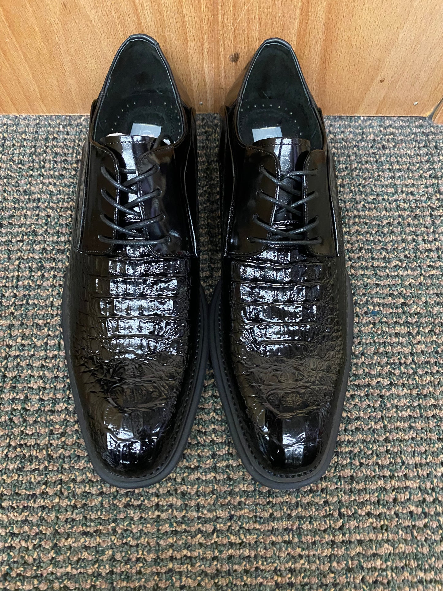 Giovanni Mason Black Croc-print Leather Hand Made Oxford Men's Dress Shoes