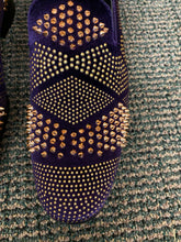Load image into Gallery viewer, After Midnite Exclusive Ozzy Purple/Gold Spike Men’s Smoking Slip-on Red Bottom Men’s Dress/Prom Shoes
