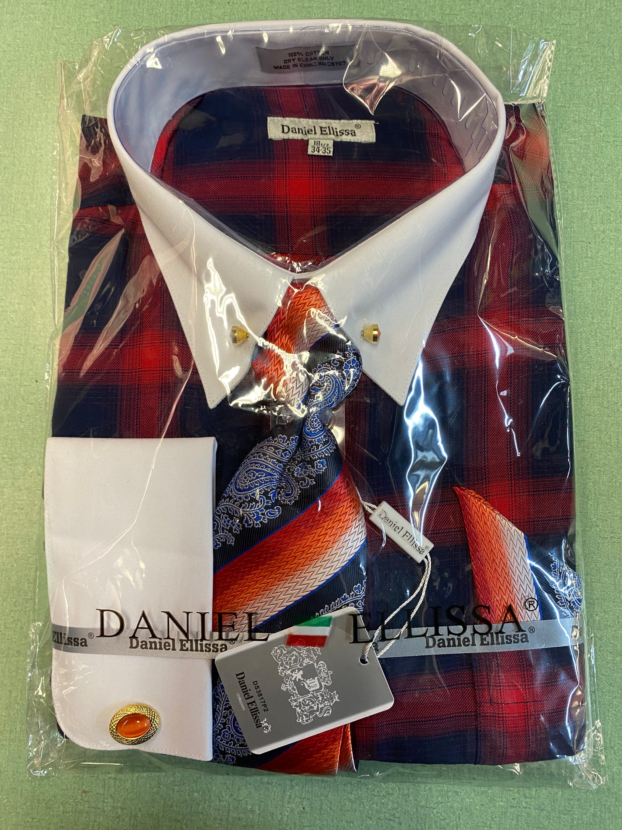Daniel Ellissa DS3817P2 Red Men's Dress Shirt with Collarbar – CC Suits