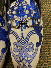 Load image into Gallery viewer, Successos Blue/White Smoking Slippers/Mens dress shoes SH3580
