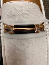 Load image into Gallery viewer, Terroni Italian Design White Gucci Print Smoking Men&#39;s Slip-on Dress/Driver Shoe
