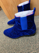 Load image into Gallery viewer, After Midnight Royal Blue Paisley Ankle Red Bottom Boots Sizes 8-13
