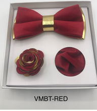 Load image into Gallery viewer, Velvet Bow Tie, Lapel Flower, and Handkerchief
