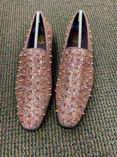 Load image into Gallery viewer, After Midnite Rose Gold Spike Men's Slip-on Prom Smoking Slippers/Dress Shoes
