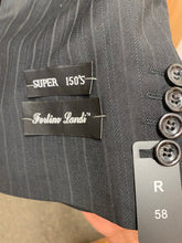 Load image into Gallery viewer, Fortino Landi Black Stripe Double Breasted Suit 58R
