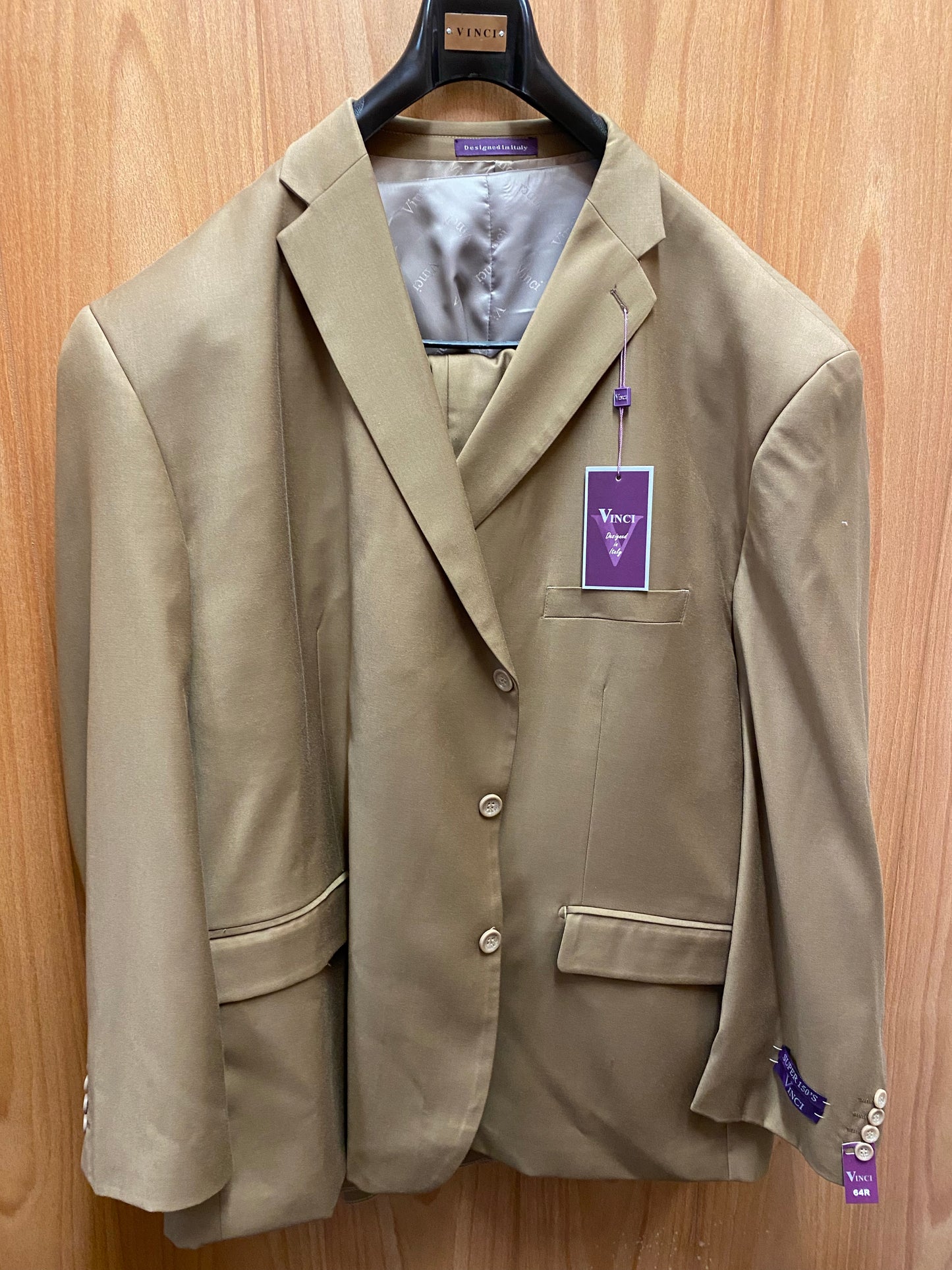 Vinci British Khaki 3-Piece Suit 64R 3TR-3