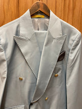 Load image into Gallery viewer, Alberto Nardoni Light Blue Slim Fit European Double Breasted Suit with Gold Buttons
