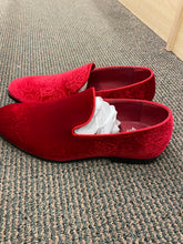 Load image into Gallery viewer, Royal Shoes Red Paisley Slip-on Men’s Smoking Slippers Red Bottom Dress Shoes Sizes 8-13
