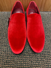 Load image into Gallery viewer, Terroni Italian Design Red Suede-like Smoking Slip-on Men’s Dress Shoes
