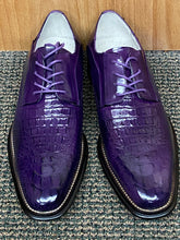 Load image into Gallery viewer, Giovanni Mason Purple Croc-print Leather Hand Made Oxford Men&#39;s Dress Shoes
