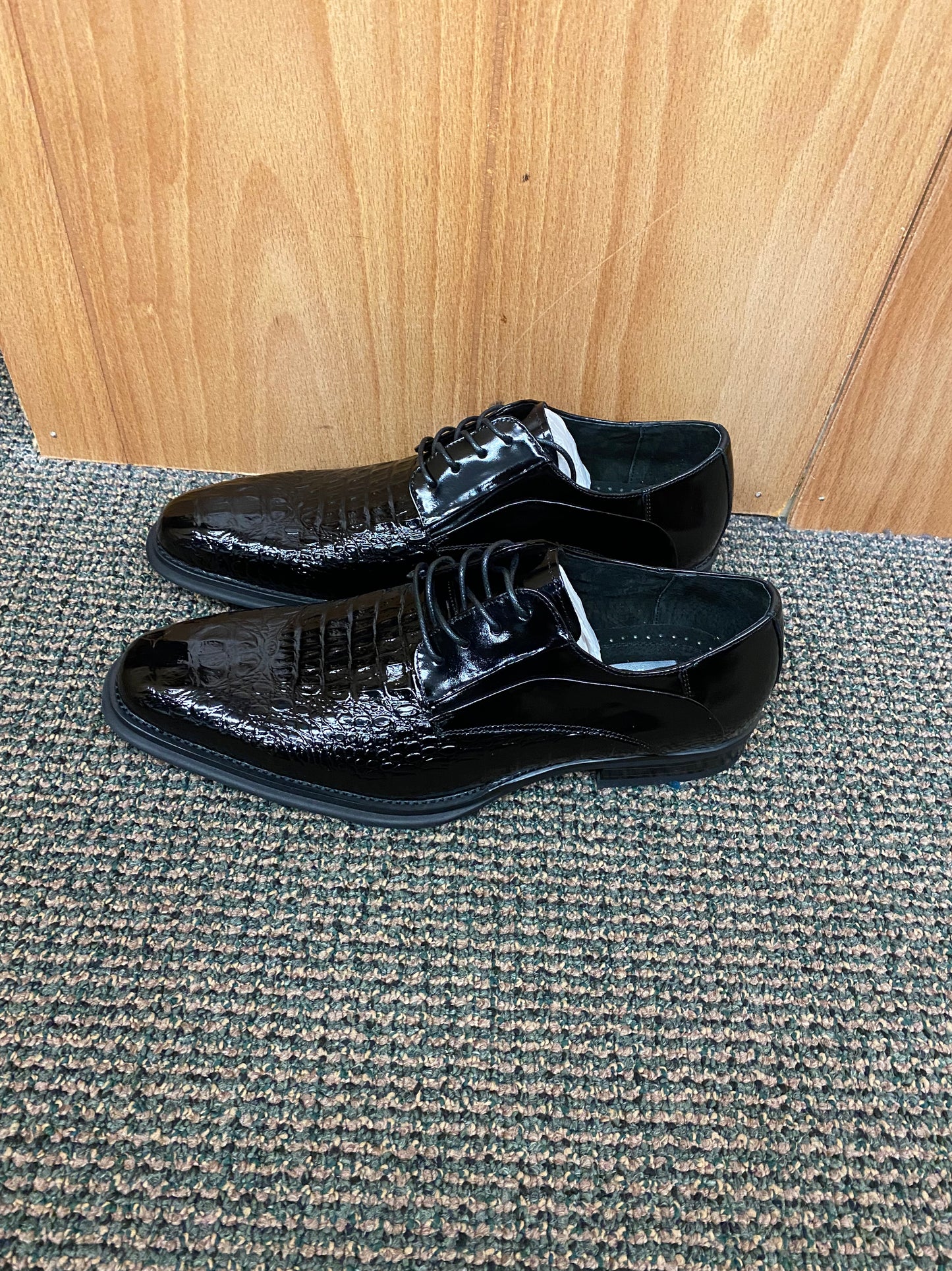 Giovanni Mason Black Croc-print Leather Hand Made Oxford Men's Dress Shoes