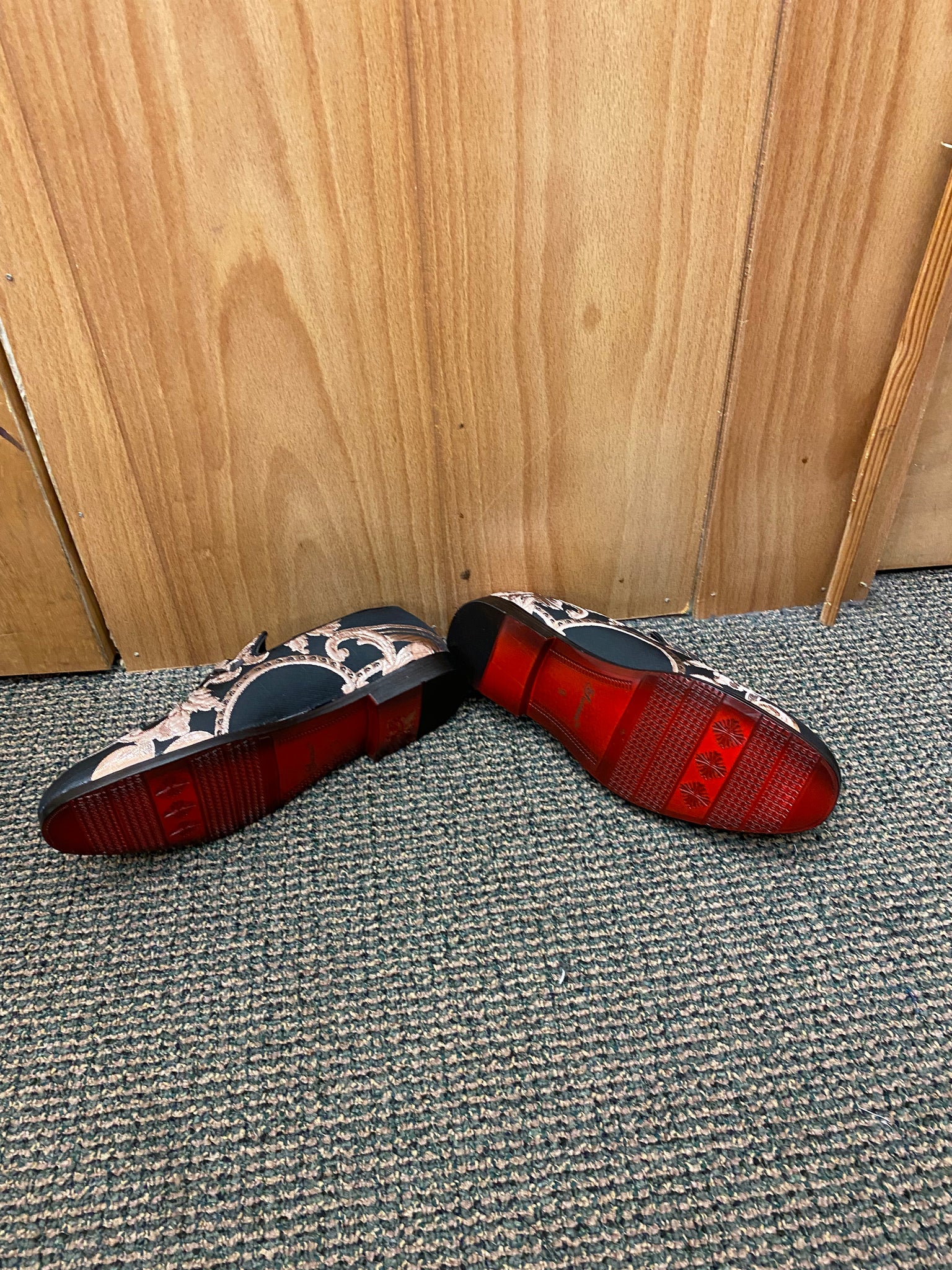 Successos Black/Rose Gold Mens Smoking Red Bottom Slip-on Dress Shoes 15 Successos Black/Rose Gold Mens Smoking Red Bottom Slip-on Dress Shoes 15