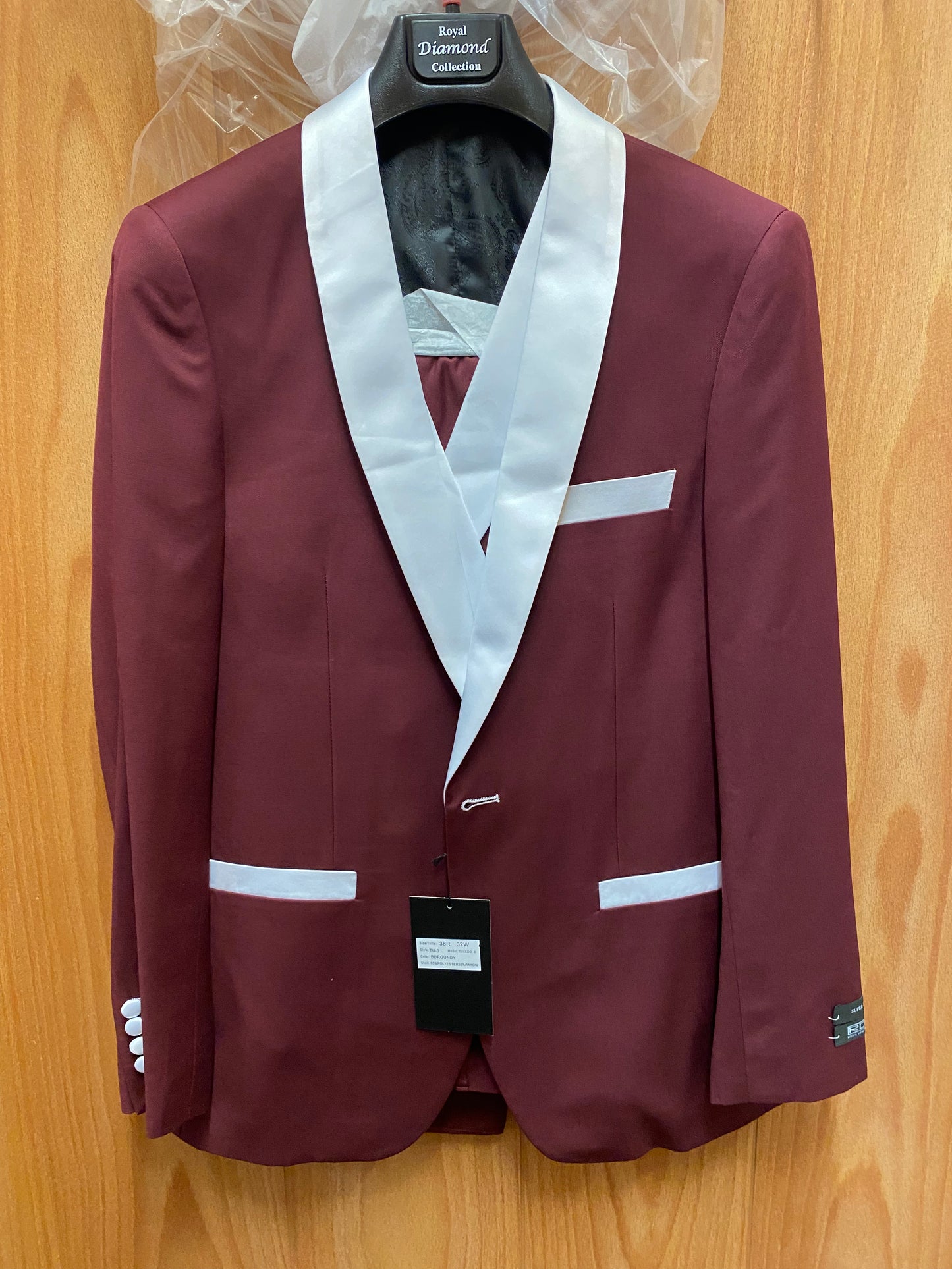 Royal Diamond Burgundy 3-Piece Modern Fit Tuxedo