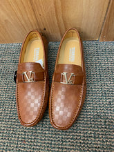 Load image into Gallery viewer, Terroni Italian Design Cognac Smoking Slip-on Men Dress/Driver Shoe w/LV buckle
