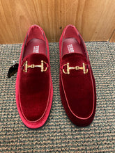 Load image into Gallery viewer, Terroni Italian Design Burgundy Suede-like Smoking Slip-on Men’s Dress Shoes
