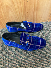 Load image into Gallery viewer, Successos Blue Checkered Suede Men’s Red Bottom Dress Shoes Sizes 7-15
