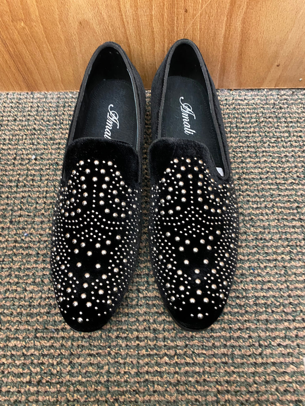 Amali Abbey-445 Black/Silver Men’s Slip-on Dress Shoes Sizes: 14 & 15