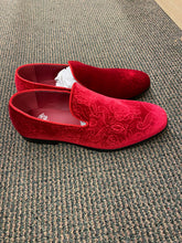 Load image into Gallery viewer, Royal Shoes Red Paisley Slip-on Men’s Smoking Slippers Red Bottom Dress Shoes Sizes 8-13
