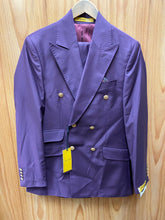 Load image into Gallery viewer, Alberto Nardoni Purple Slim Fit European Double Breasted Suit with Gold Buttons
