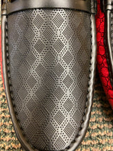 Load image into Gallery viewer, Terroni Italian Design Black/Red Gucci Print Men&#39;s Slip-on Dress/Diver Shoes
