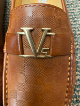 Load image into Gallery viewer, Terroni Italian Design Cognac Smoking Slip-on Men Dress/Driver Shoe w/LV buckle
