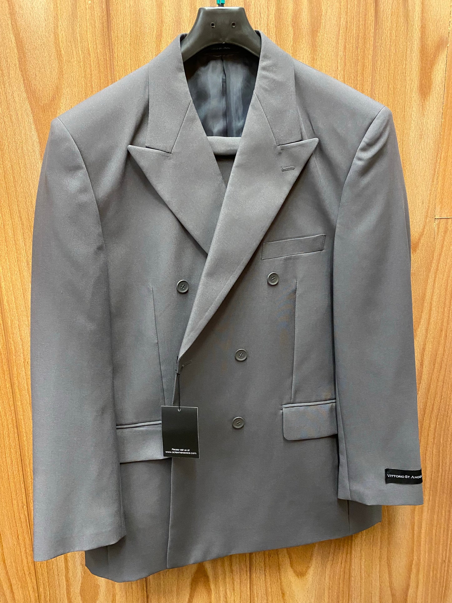 Vittorio St. Angelo Grey Double Breasted Suit 44R