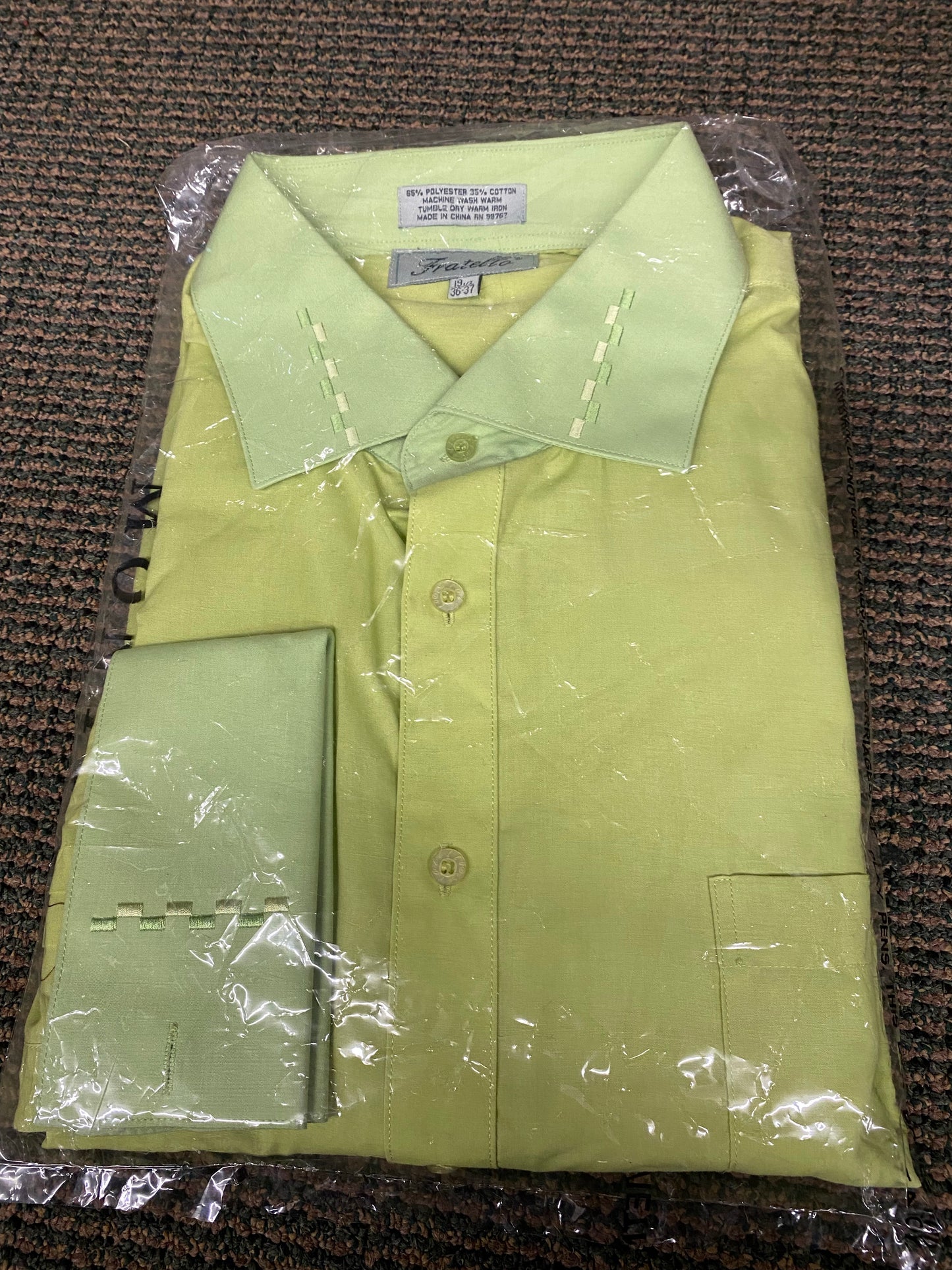 Fratello Green Mens Dress Shirt 19.5 36/37