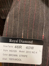 Load image into Gallery viewer, Royal Diamond Brown Stripe 100% Wool 1-Button 2-Piece Regular Fit Suit 46R 40W
