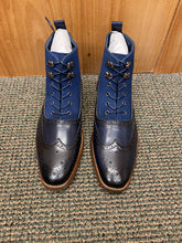 Load image into Gallery viewer, Stacy Adams Malone Navy Lace-up Suede &amp; Leather Chelsea Boot
