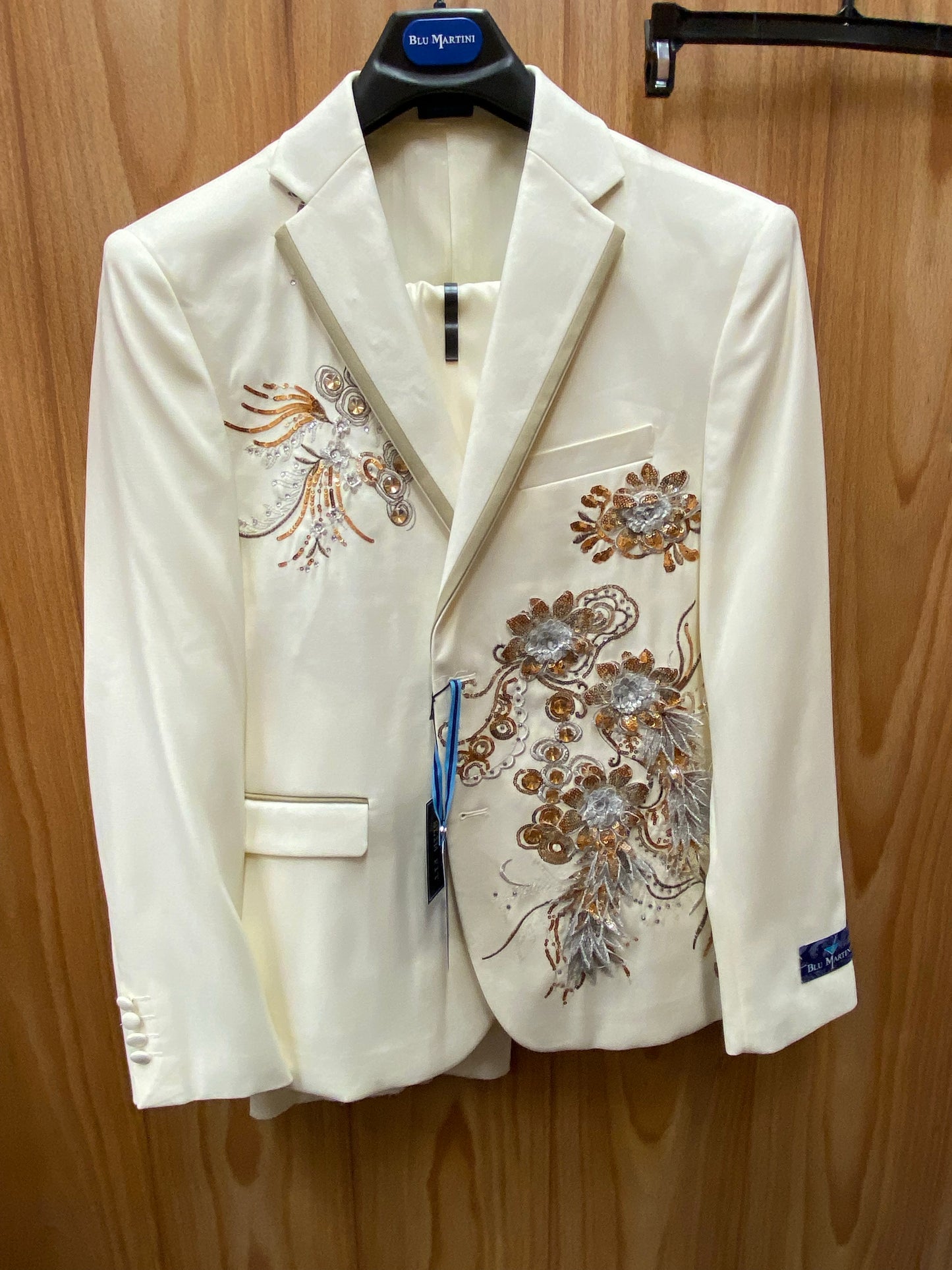 Blu Martini Cream Slim Fit 2-Piece Prom Suit 9306-SEA.T 006