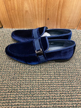 Load image into Gallery viewer, Terroni Italian Design Navy Blue Suede-like Smoking Slip-on Men’s Dress Shoes
