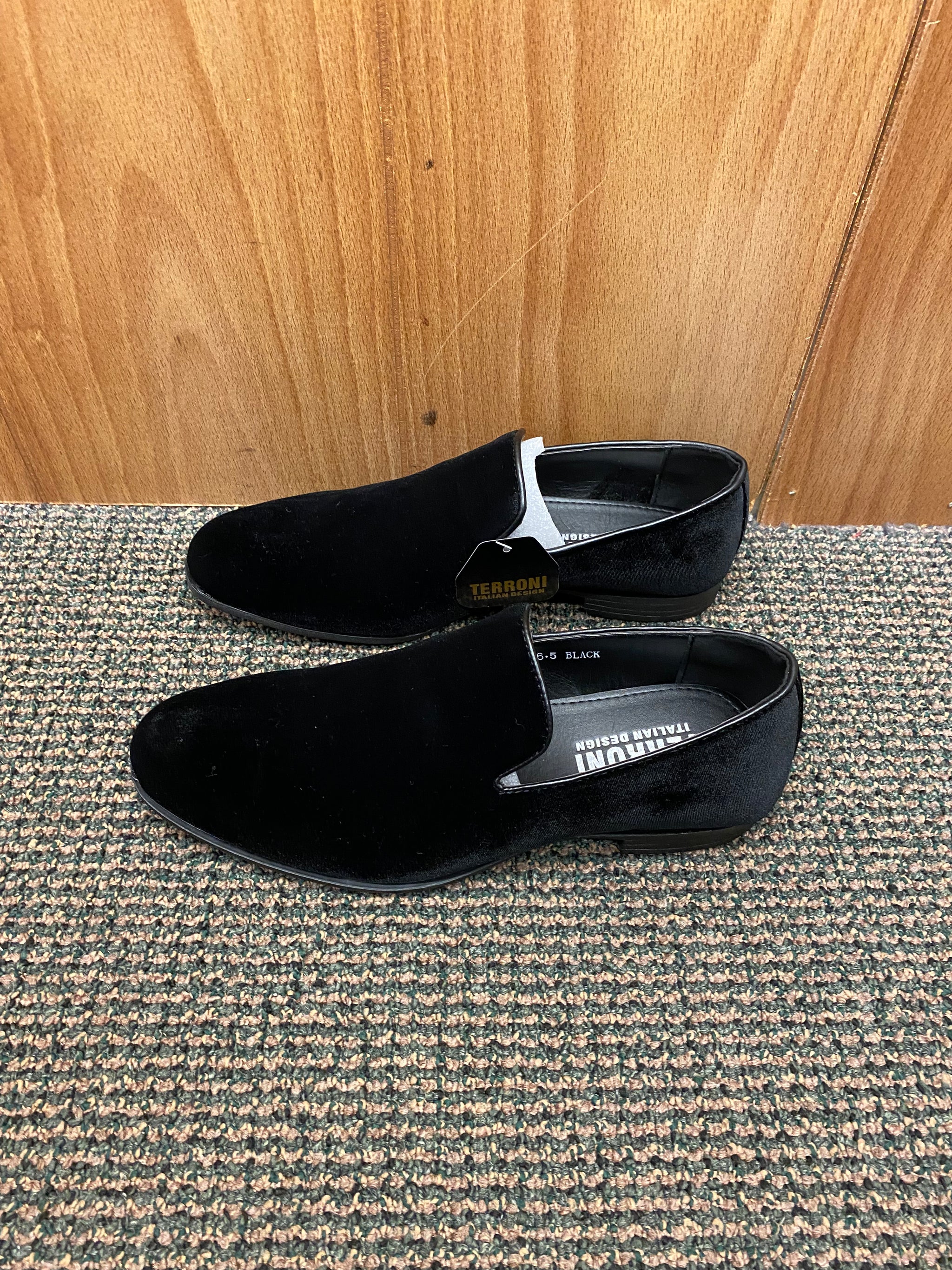 Terroni Italian Design Black Suede-like Smoking Slip-on 